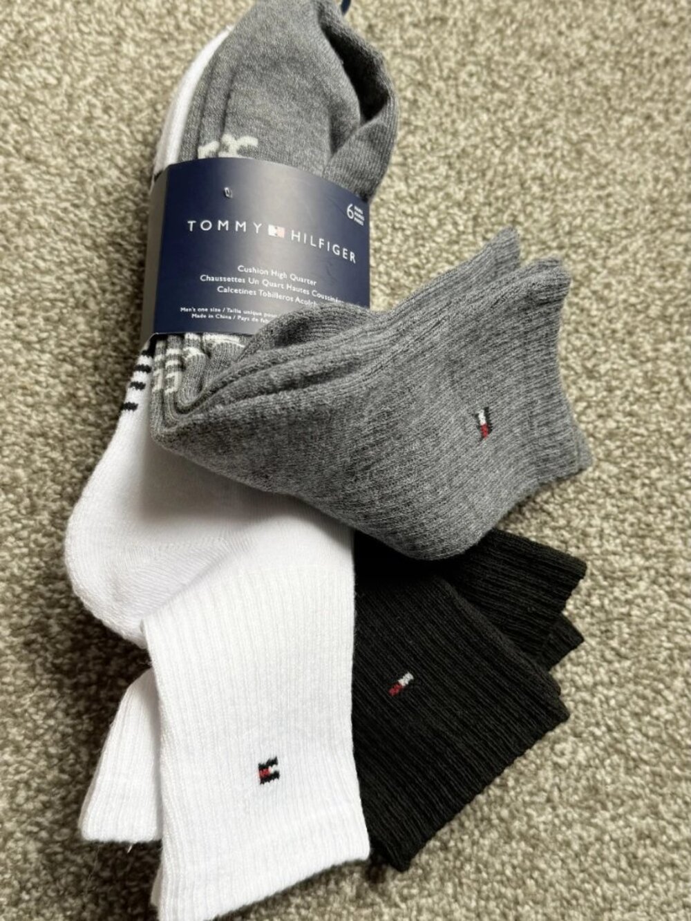 Tommy Hilfiger Men's Cushion High Quarter Socks 6 Pair Pack Assorted One Size